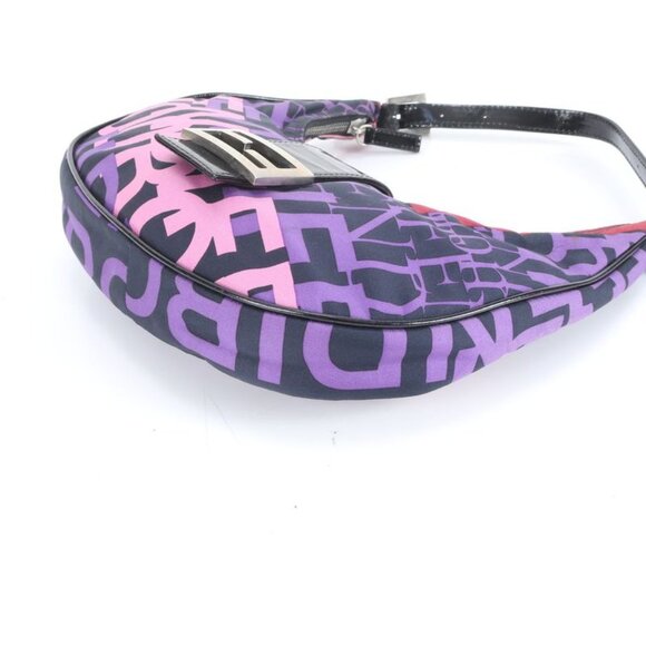 Fendi Leather Canvas Logo Shoulder Bag Purple Pink Black - Picture 5 of 9